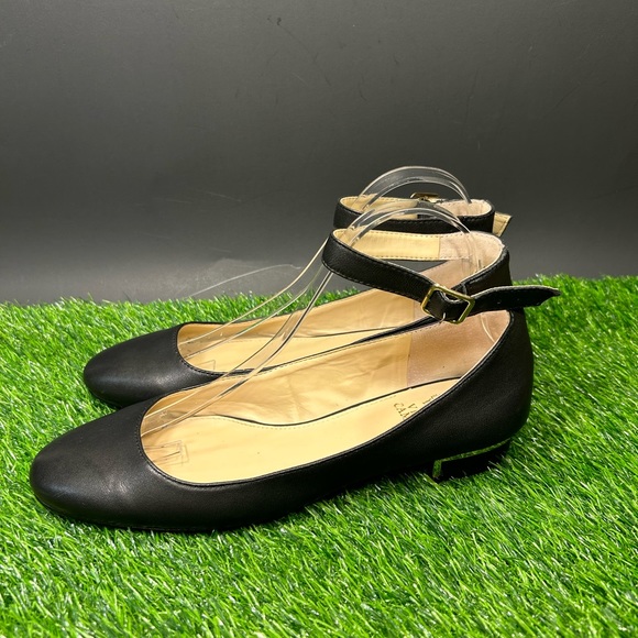 Vince Camuto Attera Flats Women's Size 8 M Black Leather Slip On Ankle Strap - Picture 4 of 8